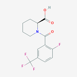 molecular formula C14H13F4NO3 B7419997 (2S)-1-[2-fluoro-5-(trifluoromethyl)benzoyl]piperidine-2-carboxylic acid 