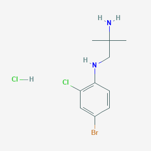 molecular formula C10H15BrCl2N2 B7420066 1-N-(4-bromo-2-chlorophenyl)-2-methylpropane-1,2-diamine;hydrochloride 