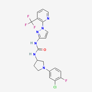 1-[1-(3-Chloro-4-fluorophenyl)pyrrolidin-3-yl]-3-[1-[3-(trifluoromethyl)pyridin-2-yl]pyrazol-3-yl]urea