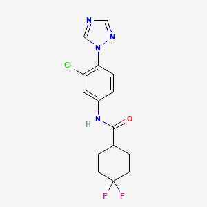 molecular formula C15H15ClF2N4O B7420101 N-[3-chloro-4-(1,2,4-triazol-1-yl)phenyl]-4,4-difluorocyclohexane-1-carboxamide 