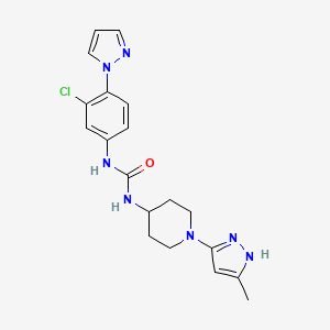 molecular formula C19H22ClN7O B7420102 1-(3-chloro-4-pyrazol-1-ylphenyl)-3-[1-(5-methyl-1H-pyrazol-3-yl)piperidin-4-yl]urea 