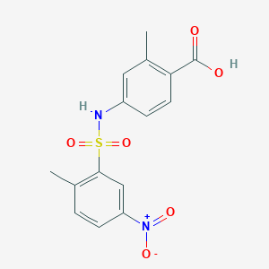 molecular formula C15H14N2O6S B7420114 2-Methyl-4-[(2-methyl-5-nitrophenyl)sulfonylamino]benzoic acid 