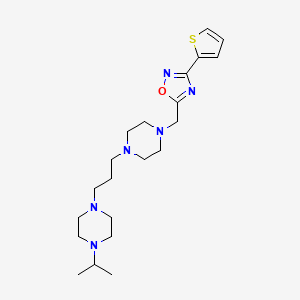 molecular formula C21H34N6OS B7420128 5-[[4-[3-(4-Propan-2-ylpiperazin-1-yl)propyl]piperazin-1-yl]methyl]-3-thiophen-2-yl-1,2,4-oxadiazole 