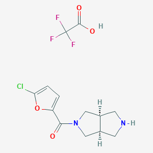 molecular formula C13H14ClF3N2O4 B7420159 [(3aS,6aR)-2,3,3a,4,6,6a-hexahydro-1H-pyrrolo[3,4-c]pyrrol-5-yl]-(5-chlorofuran-2-yl)methanone;2,2,2-trifluoroacetic acid 