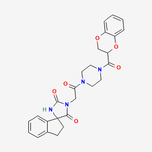 3'-[2-[4-(2,3-Dihydro-1,4-benzodioxine-3-carbonyl)piperazin-1-yl]-2-oxoethyl]spiro[1,2-dihydroindene-3,5'-imidazolidine]-2',4'-dione