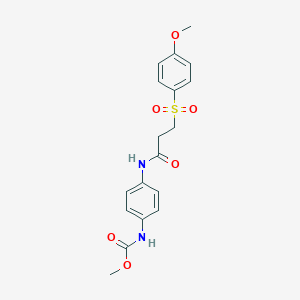 molecular formula C18H20N2O6S B7420198 methyl N-[4-[3-(4-methoxyphenyl)sulfonylpropanoylamino]phenyl]carbamate 