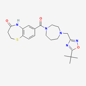 molecular formula C22H29N5O3S B7420203 7-[4-[(5-tert-butyl-1,2,4-oxadiazol-3-yl)methyl]-1,4-diazepane-1-carbonyl]-3,5-dihydro-2H-1,5-benzothiazepin-4-one 