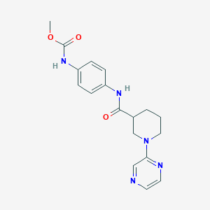 molecular formula C18H21N5O3 B7420220 methyl N-[4-[(1-pyrazin-2-ylpiperidine-3-carbonyl)amino]phenyl]carbamate 