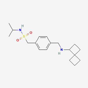 molecular formula C18H28N2O2S B7420237 N-propan-2-yl-1-[4-[(spiro[3.3]heptan-3-ylamino)methyl]phenyl]methanesulfonamide 