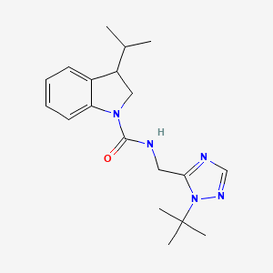 molecular formula C19H27N5O B7420244 N-[(2-tert-butyl-1,2,4-triazol-3-yl)methyl]-3-propan-2-yl-2,3-dihydroindole-1-carboxamide 