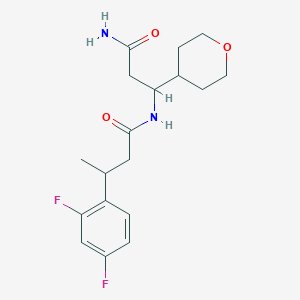 molecular formula C18H24F2N2O3 B7420246 N-[3-amino-1-(oxan-4-yl)-3-oxopropyl]-3-(2,4-difluorophenyl)butanamide 