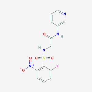 molecular formula C13H11FN4O5S B7420270 2-[(2-fluoro-6-nitrophenyl)sulfonylamino]-N-pyridin-3-ylacetamide 