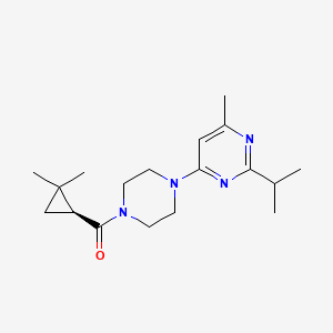 molecular formula C18H28N4O B7420281 [(1S)-2,2-dimethylcyclopropyl]-[4-(6-methyl-2-propan-2-ylpyrimidin-4-yl)piperazin-1-yl]methanone 