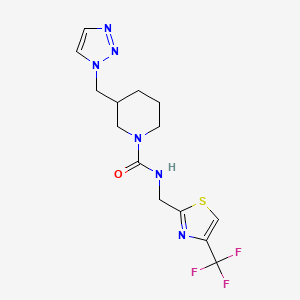 3-(triazol-1-ylmethyl)-N-[[4-(trifluoromethyl)-1,3-thiazol-2-yl]methyl]piperidine-1-carboxamide