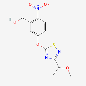 molecular formula C12H13N3O5S B7420303 [5-[[3-(1-Methoxyethyl)-1,2,4-thiadiazol-5-yl]oxy]-2-nitrophenyl]methanol 