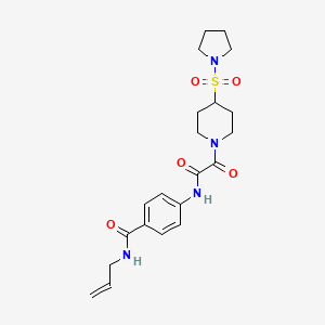 molecular formula C21H28N4O5S B7420315 4-[[2-oxo-2-(4-pyrrolidin-1-ylsulfonylpiperidin-1-yl)acetyl]amino]-N-prop-2-enylbenzamide 