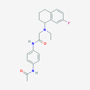 molecular formula C22H26FN3O2 B7420324 N-(4-acetamidophenyl)-2-[ethyl-(7-fluoro-1,2,3,4-tetrahydronaphthalen-1-yl)amino]acetamide 