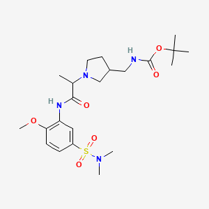 molecular formula C22H36N4O6S B7420325 tert-butyl N-[[1-[1-[5-(dimethylsulfamoyl)-2-methoxyanilino]-1-oxopropan-2-yl]pyrrolidin-3-yl]methyl]carbamate 