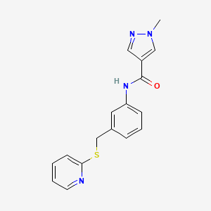 molecular formula C17H16N4OS B7420343 1-methyl-N-[3-(pyridin-2-ylsulfanylmethyl)phenyl]pyrazole-4-carboxamide 