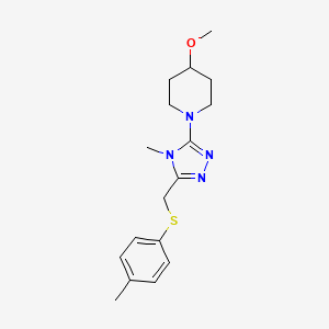 4-Methoxy-1-[4-methyl-5-[(4-methylphenyl)sulfanylmethyl]-1,2,4-triazol-3-yl]piperidine