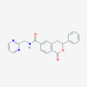 1-oxo-3-phenyl-N-(pyrimidin-2-ylmethyl)-3,4-dihydroisochromene-6-carboxamide