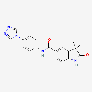 3,3-dimethyl-2-oxo-N-[4-(1,2,4-triazol-4-yl)phenyl]-1H-indole-5-carboxamide