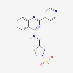 molecular formula C19H21N5O2S B7420467 N-[(1-methylsulfonylpyrrolidin-3-yl)methyl]-2-pyridin-4-ylquinazolin-4-amine 