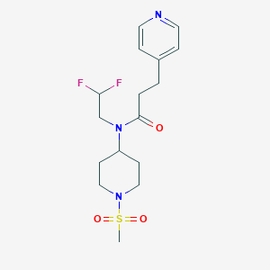 molecular formula C16H23F2N3O3S B7420471 N-(2,2-difluoroethyl)-N-(1-methylsulfonylpiperidin-4-yl)-3-pyridin-4-ylpropanamide 