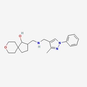 molecular formula C21H29N3O2 B7420506 3-[[(3-Methyl-1-phenylpyrazol-4-yl)methylamino]methyl]-8-oxaspiro[4.5]decan-4-ol 