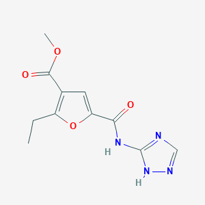 molecular formula C11H12N4O4 B7420541 methyl 2-ethyl-5-(1H-1,2,4-triazol-5-ylcarbamoyl)furan-3-carboxylate 