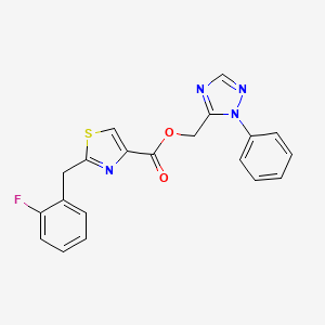 molecular formula C20H15FN4O2S B7420562 (2-Phenyl-1,2,4-triazol-3-yl)methyl 2-[(2-fluorophenyl)methyl]-1,3-thiazole-4-carboxylate 