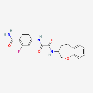 molecular formula C19H18FN3O4 B7420624 N'-(4-carbamoyl-3-fluorophenyl)-N-(2,3,4,5-tetrahydro-1-benzoxepin-3-yl)oxamide 