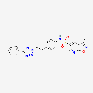 molecular formula C22H19N7O3S B7420625 3-methyl-N-[4-[2-(5-phenyltetrazol-2-yl)ethyl]phenyl]-[1,2]oxazolo[5,4-b]pyridine-5-sulfonamide 