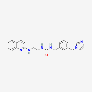 molecular formula C23H24N6O B7420643 1-[[3-(Imidazol-1-ylmethyl)phenyl]methyl]-3-[2-(quinolin-2-ylamino)ethyl]urea 