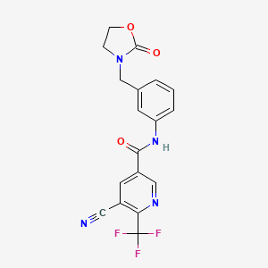 5-cyano-N-[3-[(2-oxo-1,3-oxazolidin-3-yl)methyl]phenyl]-6-(trifluoromethyl)pyridine-3-carboxamide