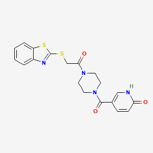 molecular formula C19H18N4O3S2 B7420663 5-[4-[2-(1,3-benzothiazol-2-ylsulfanyl)acetyl]piperazine-1-carbonyl]-1H-pyridin-2-one 