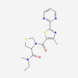 N-ethyl-N-methyl-3-(4-methyl-2-pyrimidin-2-yl-1,3-thiazole-5-carbonyl)-1,3-thiazolidine-4-carboxamide