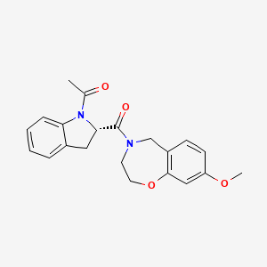 molecular formula C21H22N2O4 B7420737 1-[(2S)-2-(8-methoxy-3,5-dihydro-2H-1,4-benzoxazepine-4-carbonyl)-2,3-dihydroindol-1-yl]ethanone 