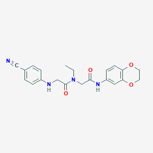 molecular formula C21H22N4O4 B7420739 2-(4-cyanoanilino)-N-[2-(2,3-dihydro-1,4-benzodioxin-6-ylamino)-2-oxoethyl]-N-ethylacetamide 