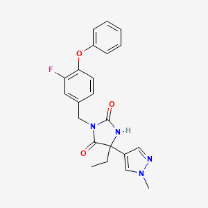 5-Ethyl-3-[(3-fluoro-4-phenoxyphenyl)methyl]-5-(1-methylpyrazol-4-yl)imidazolidine-2,4-dione