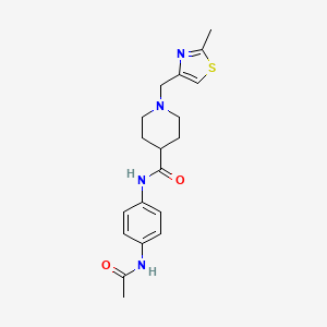 molecular formula C19H24N4O2S B7420760 N-(4-acetamidophenyl)-1-[(2-methyl-1,3-thiazol-4-yl)methyl]piperidine-4-carboxamide 