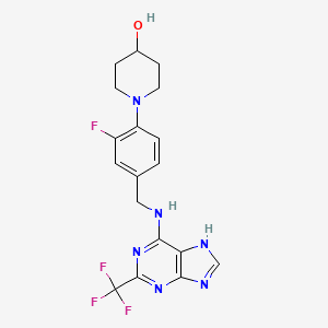 1-[2-fluoro-4-[[[2-(trifluoromethyl)-7H-purin-6-yl]amino]methyl]phenyl]piperidin-4-ol