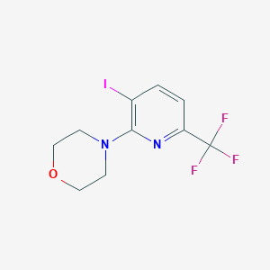 molecular formula C10H10F3IN2O B7420769 4-[3-Iodo-6-(trifluoromethyl)pyridin-2-yl]morpholine 