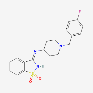 molecular formula C19H20FN3O2S B7420773 N-[1-[(4-fluorophenyl)methyl]piperidin-4-yl]-1,1-dioxo-1,2-benzothiazol-3-imine 