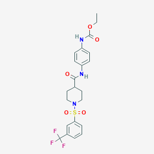 molecular formula C22H24F3N3O5S B7420790 ethyl N-[4-[[1-[3-(trifluoromethyl)phenyl]sulfonylpiperidine-4-carbonyl]amino]phenyl]carbamate 