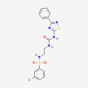 molecular formula C17H16ClN5O3S2 B7420822 1-[2-[(3-Chlorophenyl)sulfonylamino]ethyl]-3-(3-phenyl-1,2,4-thiadiazol-5-yl)urea 