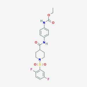 molecular formula C21H23F2N3O5S B7420840 ethyl N-[4-[[1-(2,5-difluorophenyl)sulfonylpiperidine-4-carbonyl]amino]phenyl]carbamate 