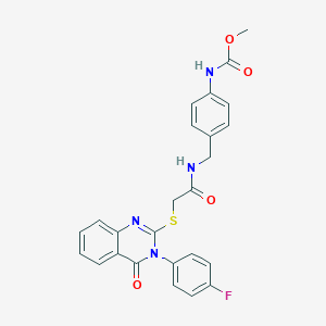 molecular formula C25H21FN4O4S B7420846 methyl N-[4-[[[2-[3-(4-fluorophenyl)-4-oxoquinazolin-2-yl]sulfanylacetyl]amino]methyl]phenyl]carbamate 