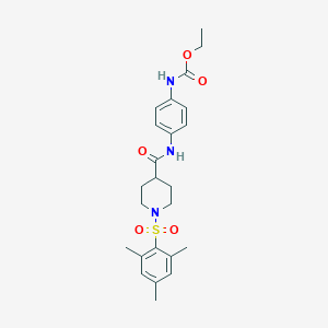 ethyl N-[4-[[1-(2,4,6-trimethylphenyl)sulfonylpiperidine-4-carbonyl]amino]phenyl]carbamate