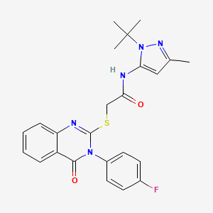 molecular formula C24H24FN5O2S B7420870 N-(2-tert-butyl-5-methylpyrazol-3-yl)-2-[3-(4-fluorophenyl)-4-oxoquinazolin-2-yl]sulfanylacetamide 